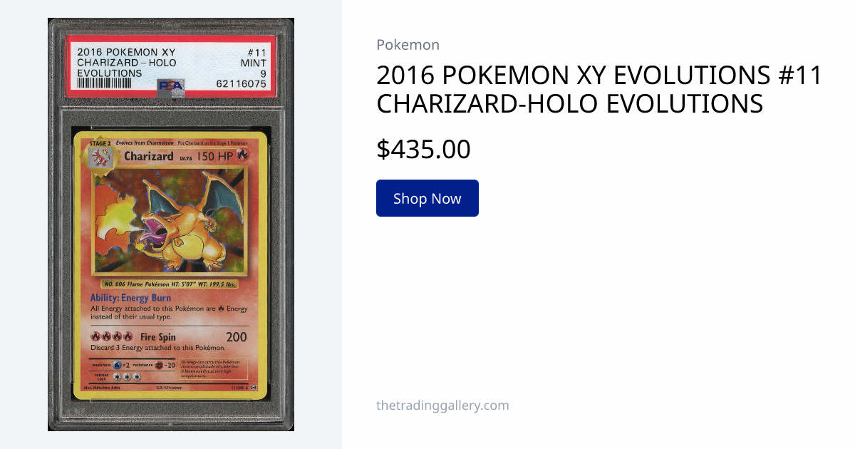 2016 POKEMON XY EVOLUTIONS #11 CHARIZARD-HOLO EVOLUTIONS | The Trading ...